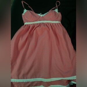 red and white gingham babydoll dress